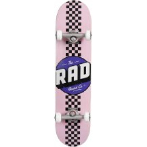 Juego de monopatín RAD Checker Stripe (7.75"|Rosa/Negro)