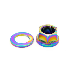 Perno de eje BMX de titanio TLC con espaciador (14 mm | Arco iris)