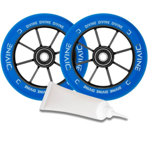 Set de 2 ruedas Divine 110 mm Spoked azules + aceite Divine para rodamientos