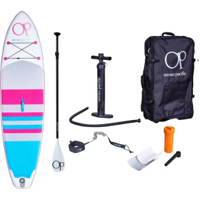 Ocean Pacific Malibu All Round 10'6 Paddleboard hinchable (Blanco/Gris/Rosa)